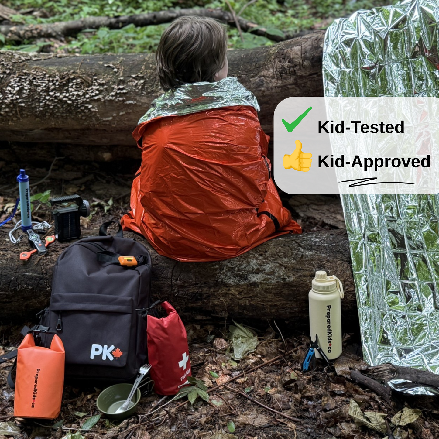 Premium Emergency Backpack for Kids – Prepared Kids Survival Kit Go Bag with Child-Friendly Safety Supplies