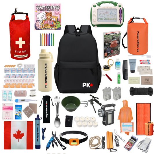 Wilderness Survival Kit for Kids — 128 Items with Instructional Handbook