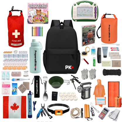 Wilderness Survival Kit for Kids — 128 Items with Instructional Handbook